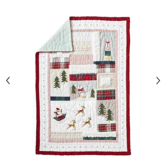 Pottery Barn Christmas Santa Heritage Toddler Bed set - Picture 7 of 8